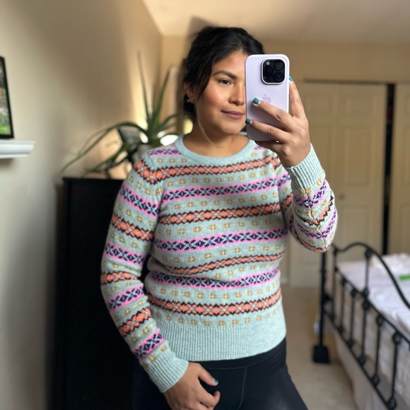 J. Crew lamb wool holiday multi color crewneck sweater small - Picture 14 of 15